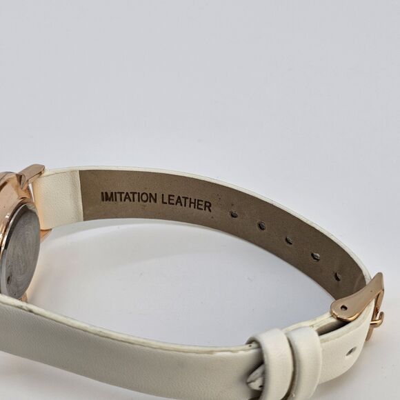 Folio Women's Watch 32MM Light Gray Dial Cream Faux Leather Bands New Battery - Picture 13 of 14